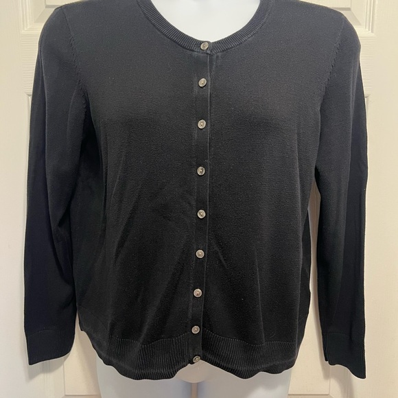 croft & barrow Sweaters - Classic Black Button-Front Cardigan